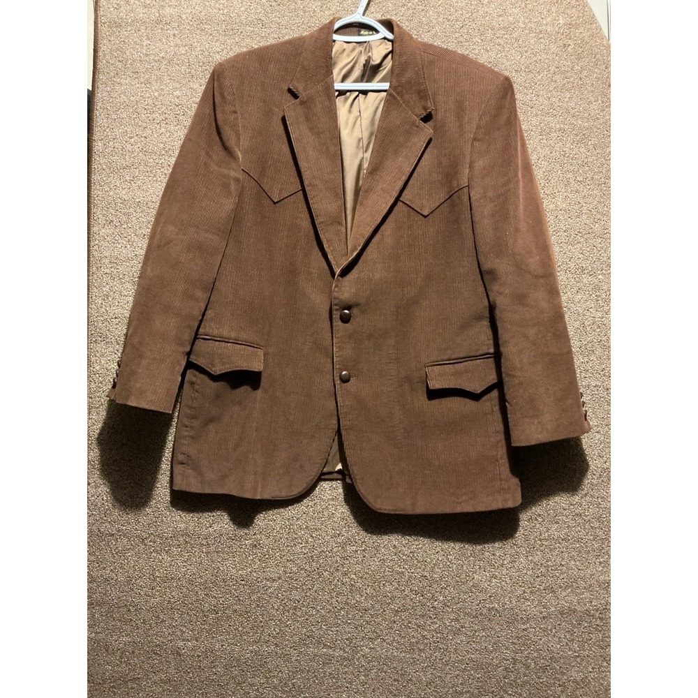 Circle S Men Dark Brown Corduroy Blazer Sport Coat Elbow Patches 46R Western